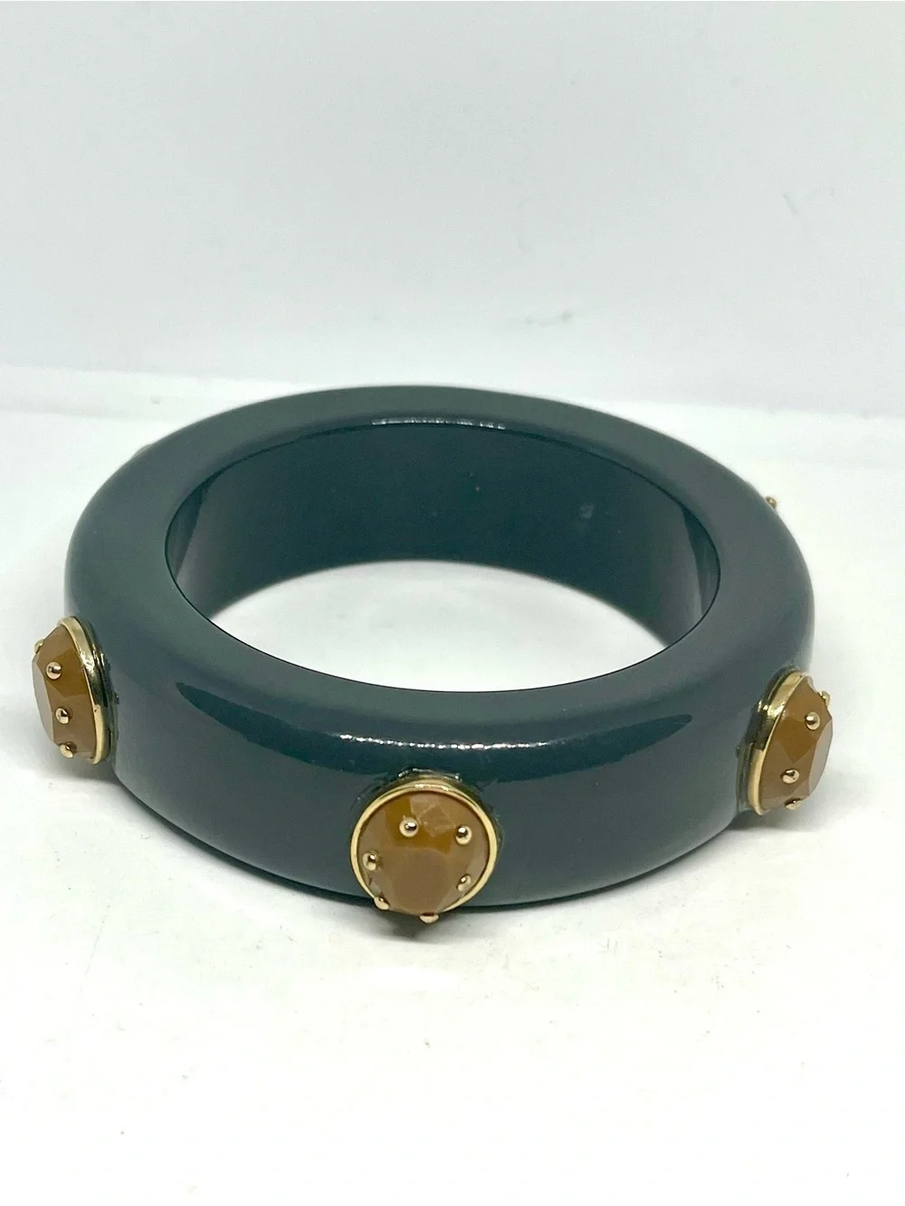 Gray Resin Bangle with Gold-Tone Stud Accents
